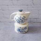 تصویر ست قوری و وارمر گل آبی بهار 