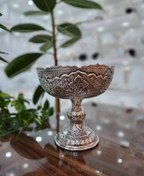 تصویر کاسه آجیل قلمزنی نقره نما با روکش نقره و قلم اسلیمی سایز 20 