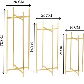 تصویر استند گلدان مدل فلزی 25-103 مجموعه 3 عددی - طلایی 