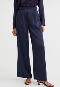 تصویر شلواررسمی زنانه آبی اچ اند ام 1104106001 ا Geniş Saten Pantolon Geniş Saten Pantolon