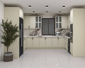 تصویر کابینت آشپزخانه مدرن مدل K50 پلی اورتان طرح چوب 