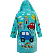 تصویر حوله پالتویی بچه گانه پودایران طرح ترافیک آبی 