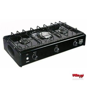 تصویر اجاق گاز رومیزی سه شعله 1000 آذرین پولاد Three burner desktop stove 1000 Azarin poolad