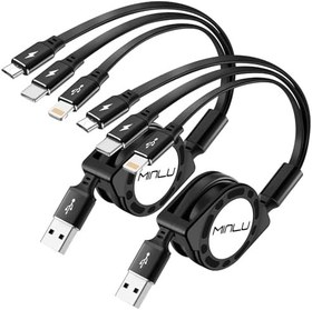 تصویر Minlu 2 Pack Multi Retractable 3.0A Fast Charger Cord, Multiple Charging Cable 4Ft/1.2m 3-in-1 USB Charge Cord with Phone/Type C/Micro USB for Phone/Huawei/Samsung Galaxy/Pixel/Sony/LG/HTC (Gray) 