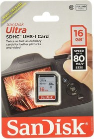 تصویر کارت حافظه سن دیسک Ultra مدل SDHC UHS-I ظرفیت 16 گیگابایت SanDisk Ultra SDHC UHSI 16GB Memory Card