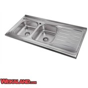 تصویر سینک ظرفشویی روکار نگین الماس مدل SA02 دو لگن استیل 