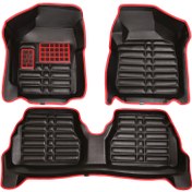 تصویر کفپوش ۵ بعدی تیبا رنگ مشکی با حاشیه قرمز 