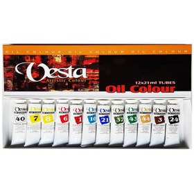 تصویر رنگ روغن حجم 21 میلی 12عددی برند وستا 