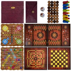 تصویر پکیج ۸ بازی تخته نرد و شطرنج چوبی با کیف چرم 