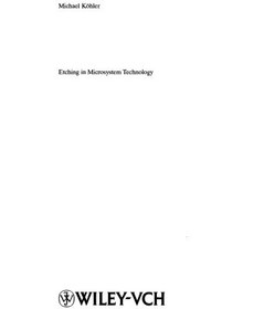 تصویر دانلود کتاب Etching in Microsystem Technology 1999 کتاب انگلیسی اچ در فناوری میکروسیستم 1999