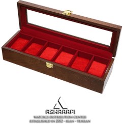 تصویر جعبه ساعت چوبی مدل W104 ظرفیت ۶ عددی 