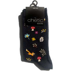تصویر جوراب ساق بلند زنانه چتیک ترک طرح گل و سنجاب Chetic Women’s long socks - squirrel and flower