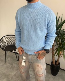 تصویر بافت یقه 5 سانت رنگ ابی اسکای کد 6020 