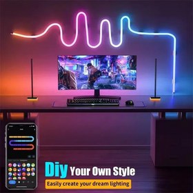 تصویر ریسه نئون فلکسی rgb برنامه پذیر، حساس به صدا و رونده 5 متری 