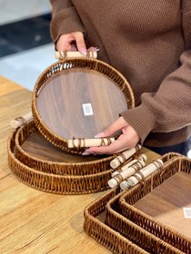 تصویر سینی سه سایز حصیری - سه سایز گرد 