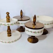 تصویر سرویس پذیرایی چوب و سرامیک ۴ تیکه بهار نقش 