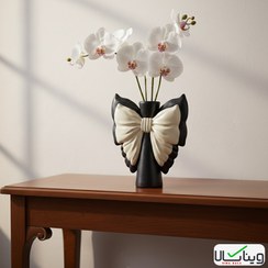 تصویر گلدان پاپیون کدکالا‌۹۰۴ - مشکی،پاپیون طلایی 