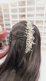 تصویر شونه شنیون جادویی با نمای ریسه ای مرواریدی و کش های محکم Shone shiniyon jadooie