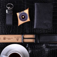 تصویر ست هدیه مردانه چرم طبیعی NESEN کد TT9 