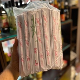 تصویر چاپستیک چوب غذاخوری بامبو ژاپنی 1 جفت تکی کاوردار 