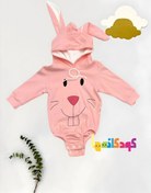 تصویر هودی نوزادی صورتی مدل کلاه خرگوشی مناسب نوزادی تا 9 ماه - سایز 2 