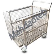 تصویر ترالی البسه خیس استیل- کد -MHT37 - 50*60 ارتفاع 75 ، استیل ضد زنگ با چرخهای بی صدا Stainless steel trolley for carrying wet hospital clothes