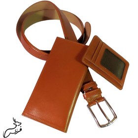 تصویر ست کمربند و جاکارتی و کیف پول چرم طبیعی کد 149 Card Holder set and key holder