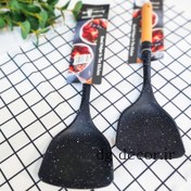 تصویر کفگیر نسوز دسته چوبی بامبو صاف بزرگ وارداتی 