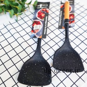 تصویر کفگیر نسوز دسته چوبی بامبو صاف بزرگ وارداتی 