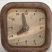 تصویر ساعت رومیزی چوبی مدرن «ریتم» (Ritm) - مکعب گوشه‌گرد از چوب گردو Ritm Modern Wooden Desk Clock - Rounded Cube Solid Walnut Wood
