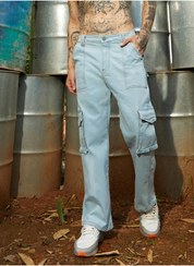 تصویر شلوار جین کارگو مردانه آبی روشن برند campus sutra Men's Light Blue Utility Cargo Denim Jeans