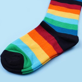 تصویر جوراب زیر زانو زنانه بوم طرح رنگین کمانی‎‎ - مدل1 Women's under the knee socks with rainbow design