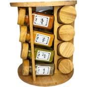 تصویر جا ادویه چرخشی ۱۶ تایی گرد چوب رابر (با ادویه ی مرغوب اهواز)(ارسال رایگان) 