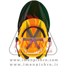 تصویر کلاه ایمنی با گوشی و شیلد 