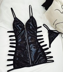 تصویر لباس خواب زنانه زیپدار کد 818 رنگ مشکی 