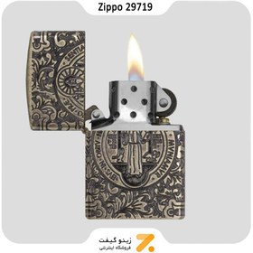 تصویر فندک زیپو مدل Zippo Choice St Benedict Design Antique Brass کد 29719 Zippo Choice St Benedict Design Antique Brass 29719 Lighter