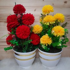 تصویر گل و گلدان داودی 10 گل مصنوعی(پس کرایه) 