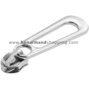 تصویر سرزیپ وسط بیضی کشیده سایز ۶ رنگ نیکل مناسب زیپ پلاستیک 