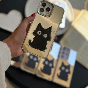 تصویر قاب آینه ای گربه ملوس مدل cute mirror cat مناسب برای گوشی موبایل آیفون 