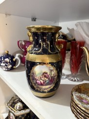 تصویر گلدان چینی سرمه ای قدیمی 