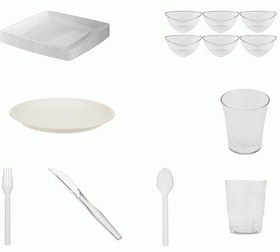 تصویر پکیج ظروف یکبار مصرف بسیار با کیفیت مهمانی (۱۲ نفره) 