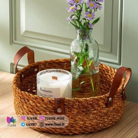تصویر سبد حصیری دسته چرم 