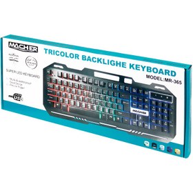تصویر کیبورد گیمینگ مچر مدل MR365 با سیم RGB 