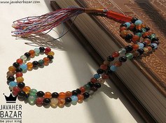 تصویر تسبیح سنگی عقیق طرح ام البنین 100 دانه سایز بزرگ 