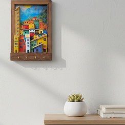 تصویر جاکلیدی و تابلو دیواری چوبی طرح خانه شمال روستیک Wooden Key Holder & Wall Art - Northern Cottage