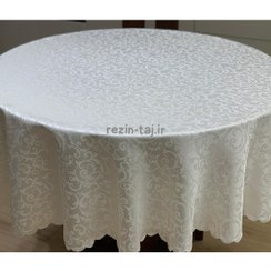 تصویر طرح نیلا کرم - رومیزی 4 نفره گرد قطر 150 رزین تاژ 