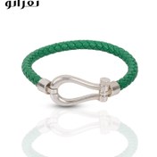 تصویر دستبند نقره و چرم کد NW-01131 