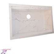 تصویر سینک ظرفشویی گرانیتی توکار وانی سفید رگه مشکی 