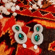 تصویر گوشواره جواهر دوزی مروارید دار ساره 