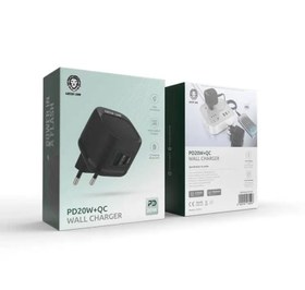 تصویر شارژر گرین لاین PD + QC با توان ۲۰ وات Green Lion PD20W+QC Wall Charger EU